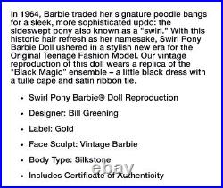 2024 Mattel Signature SWIRL PONYTAIL BARBIE REPRODUCTION Gold Label With COA