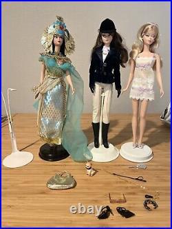 3 BARBIE SILKSTONE Dolls Equestrian, Princess And Model With Accessories