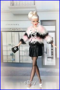 BARBIE SWAROVSKI CHANEL PINK FUR COAT SILKSTONE Fashion Doll Collector BFMC