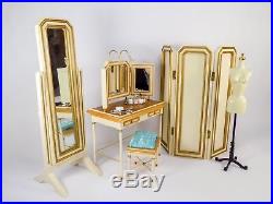 BFMC Silkstone vanity, dressing room mirror, screen, & dress form