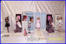 Barbie Silkstone Wardrobe Carrying Case With Five Silkstone Dolls With Boxes