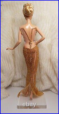 Evening Gown Dress Outfit Fits Silkstone Barbie FR Doll Handmade Gold Green