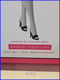 MATTEL 75TH ANNIVERSARY SILKSTONE BARBIE DOLL MINT NRFB Both Box And Doll Mint