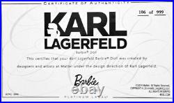 MIB 2014 KARL LAGERFELD Platinum Label BARBIE Collector Doll # 106 of 999 RARE