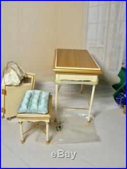 New Open Box Barbie Silkstone Vanity Bench Accessories Complete Pristine Cond