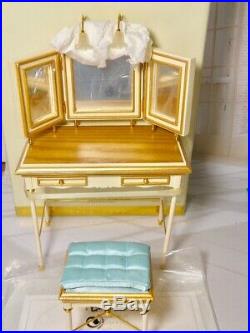 New Open Box Barbie Silkstone Vanity Bench Accessories Complete Pristine Cond