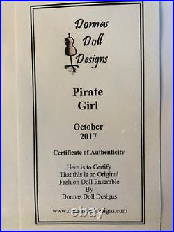 OOAK Donnas Doll Designs PIRATE GIRL October 2017 Costume BRAND NEW, NRFPack