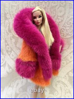 Orange Pink Mink Fur Coat Parka Silkstone Barbie Fashion Royalty dolldimitha