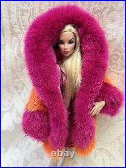 Orange Pink Mink Fur Coat Parka Silkstone Barbie Fashion Royalty dolldimitha