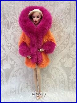 Orange Pink Mink Fur Coat Parka Silkstone Barbie Fashion Royalty dolldimitha