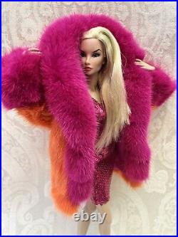 Orange Pink Mink Fur Coat Parka Silkstone Barbie Fashion Royalty dolldimitha