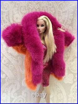 Orange Pink Mink Fur Coat Parka Silkstone Barbie Fashion Royalty dolldimitha