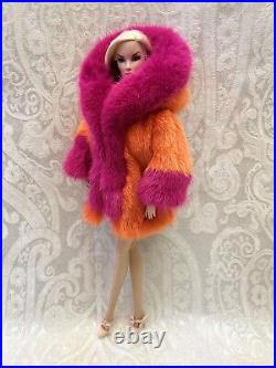 Orange Pink Mink Fur Coat Parka Silkstone Barbie Fashion Royalty dolldimitha