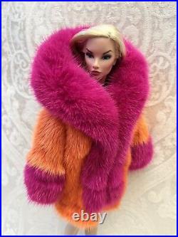 Orange Pink Mink Fur Coat Parka Silkstone Barbie Fashion Royalty dolldimitha