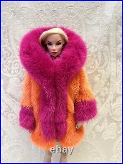 Orange Pink Mink Fur Coat Parka Silkstone Barbie Fashion Royalty dolldimitha