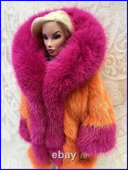 Orange Pink Mink Fur Coat Parka Silkstone Barbie Fashion Royalty dolldimitha