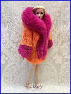 Orange Pink Mink Fur Coat Parka Silkstone Barbie Fashion Royalty dolldimitha