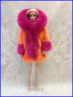 Orange Pink Mink Fur Coat Parka Silkstone Barbie Fashion Royalty dolldimitha