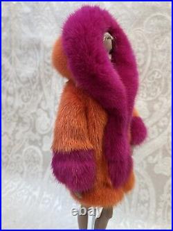 Orange Pink Mink Fur Coat Parka Silkstone Barbie Fashion Royalty dolldimitha