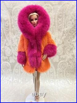 Orange Pink Mink Fur Coat Parka Silkstone Barbie Fashion Royalty dolldimitha