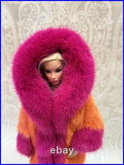 Orange Pink Mink Fur Coat Parka Silkstone Barbie Fashion Royalty dolldimitha