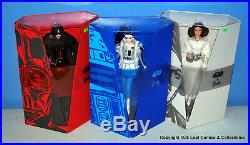 Set of 3 Barbie Star Wars Dolls R2D2, Leia, & Darth Vader Mattel 2019 NRFB
