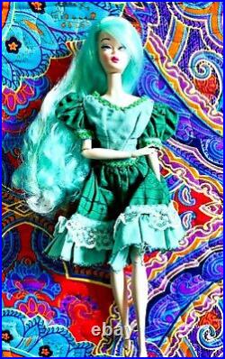 Stunning Aqua Hair Silkstone Barbie Doll OOAK in Vintage Outfit! AWESOME DOLL