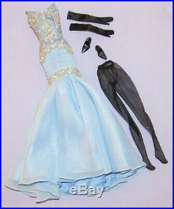 The Soiree Outfit Only Silkstone Barbie Clothing Blue Dress, Gloves, Hose, Heels